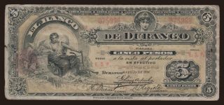 El Banco de Durango, 5 pesos, 1914