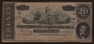 CSA, 20 dollars, 1864
