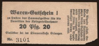 Erlangen/ Waren-Gutschein, Kämmereikasse, 20 Pfennig, 1917