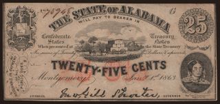 State of Alabama, 25 cents, 1863