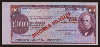 Travellers cheque, Thomas Cook, 100 pounds, specimen