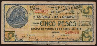 Oaxaca, 5 pesos, 1915