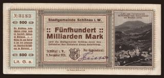Schönau/ Stadt, 500.000.000.000 Mark, 1923