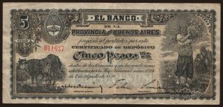 Buenos Aires, 5 pesos, 1891