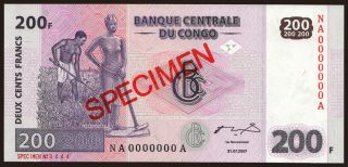 200 francs, 2007, SPECIMEN