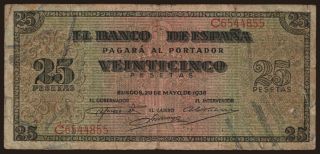 25 pesetas, 1938