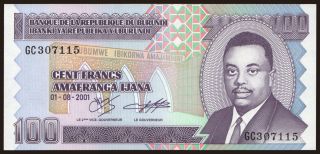 100 francs, 2001