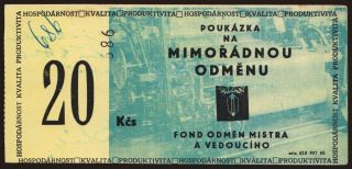 Fond odměn mistra a vedoucího/ Mimořádna odmena, 20 korun, 1966