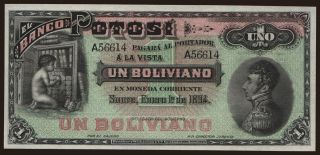Banco Potosi, 1 boliviano, 1894