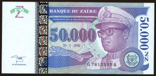 50.000 zaires, 1996