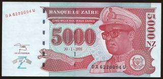 5000 zaires, 1995