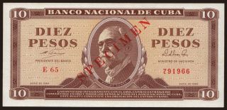 10 pesos, 1964, SPECIMEN