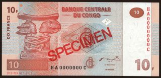 10 francs, 2003, SPECIMEN
