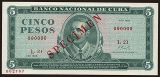 5 pesos, 1968, SPECIMEN