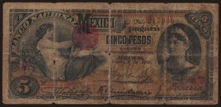El Banco Nacional de Mexico, 5 pesos, 1908
