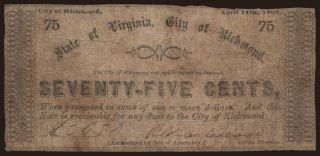 City of Richmond, 75 cents, 1862