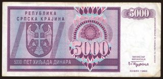 RSK, 5000 dinara, 1992