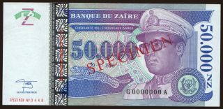 50.000 zaires, 1996, SPECIMEN
