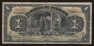 El Banco De Hidalgo, 1 peso, 1914