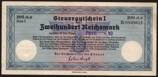 Steuergutschein, 200 Reichsmark, 1940