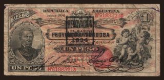 Banco provincial de Cordoba, 1 peso, 1894