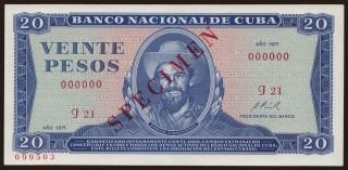 20 pesos, 1971, SPECIMEN