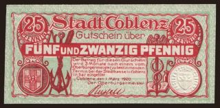 Coblenz, 25 Pfennig, 1920
