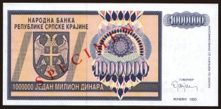 RSK, 1.000.000 dinara, 1993, SPECIMEN