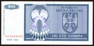 RSK, 100 dinara, 1992