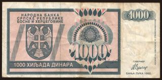 RSBH, 1000 dinara, 1992