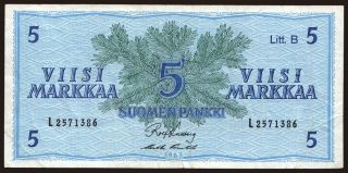 5 markkaa, 1963, Litt. B