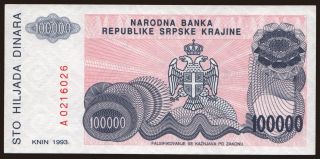 RSK, 100.000 dinara, 1993