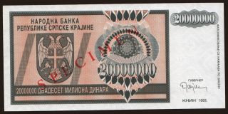 RSK, 20.000.000 dinara, 1993, SPECIMEN