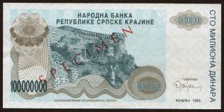 RSK, 100.000.000 dinara, 1993, SPECIMEN