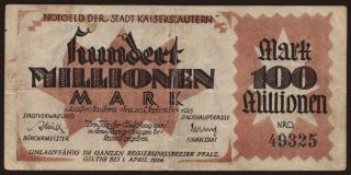 Kaiserslautern/ Stadt, 100.000.000 Mark, 1923