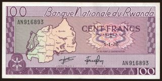 100 francs, 1976