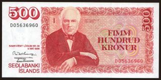 500 kronur, 1986