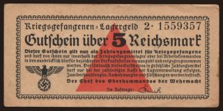 Lagergeld, 5 Reichsmark, 1939