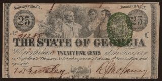 The State of Georgia, 25 cents, 1863