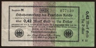 Berlin/ Schatzanweisungen des Deutsches Reichs, 0.42 Mark Gold, 1923