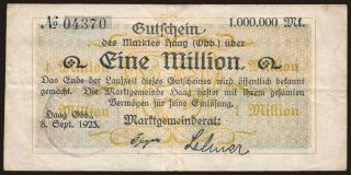 Haag/ Markt, 1.000.000 Mark, 1923