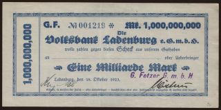 Ladenburg/ G. Fetzner G.m.b.H., 1.000.000.000 Mark, 1923