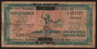 20 francs, 1965