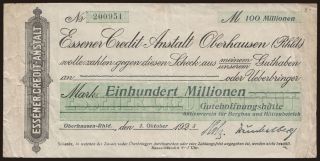 Oberhausen/ Gutehoffnungshütte Aktienverein für Bergbau und Hüttenbetrieb, 100.000.000 Mark, 1923