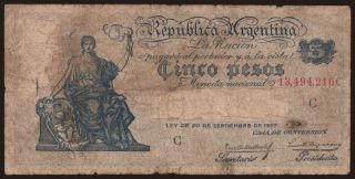 5 pesos, 1897(1933)
