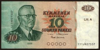 10 markkaa, 1980, Litt. A