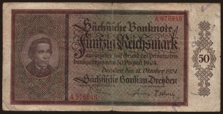 Sächsische Bank zu Dresden, 50 Reichsmark, 1924
