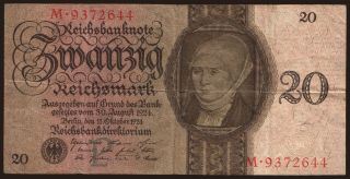 20 Reichsmark, 1924, P/M
