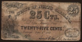 North Carolina, 25 cents, 1862