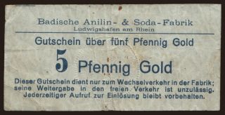 Ludwigshafen/ Badische Anilin- & Soda-Fabrik, 5 Pfennig Gold, 1923